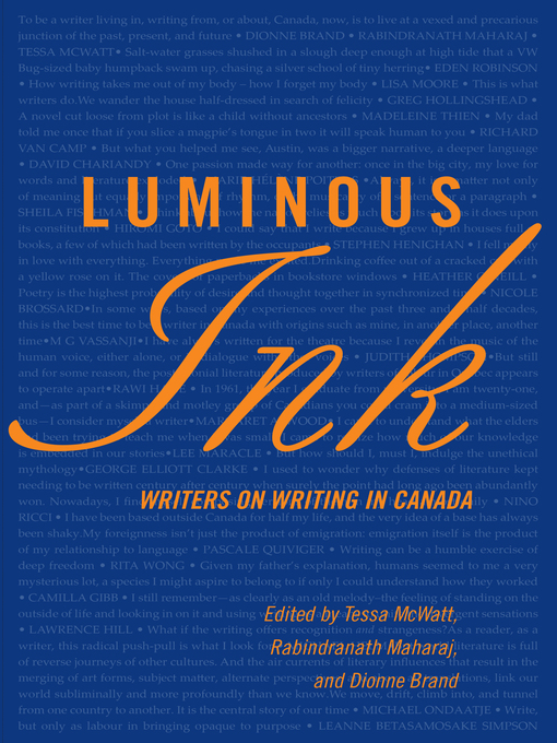 Title details for Luminous Ink by Dionne Brand - Wait list